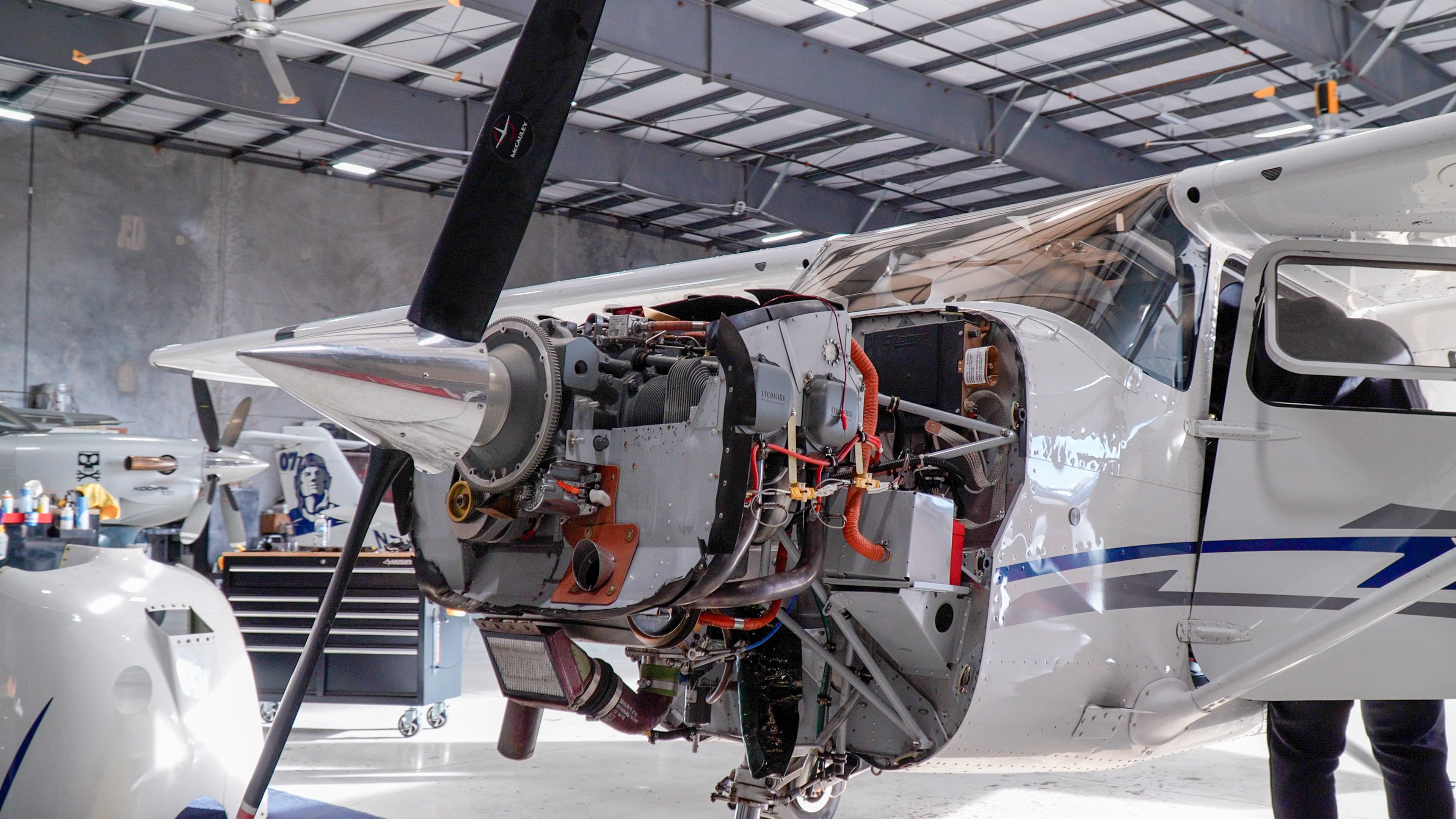 Training aircraft under maintenance